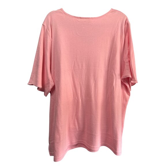 Quacker Factory Size 2X Pink Embellished Top With Rhinestone Design - Picture 4 of 8